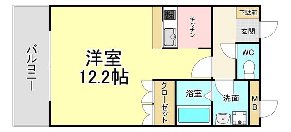 ミレニアムハイツ熊本(1K/1階)の間取り写真