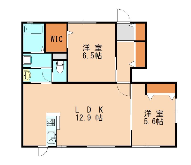 グラシュープラージュ三苫G(2LDK/1階)の間取り写真
