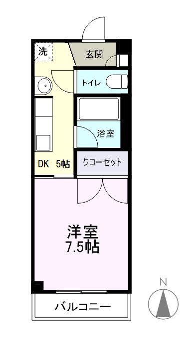 LON BLDG(1DK/5階)の間取り写真