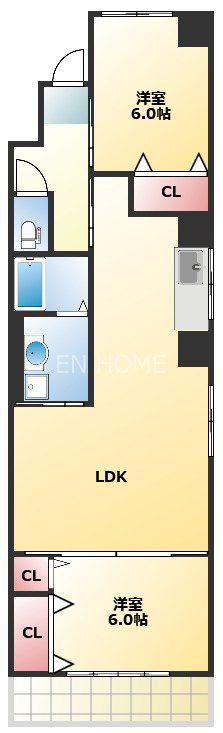 コーポ高津(2LDK/4階)の間取り写真