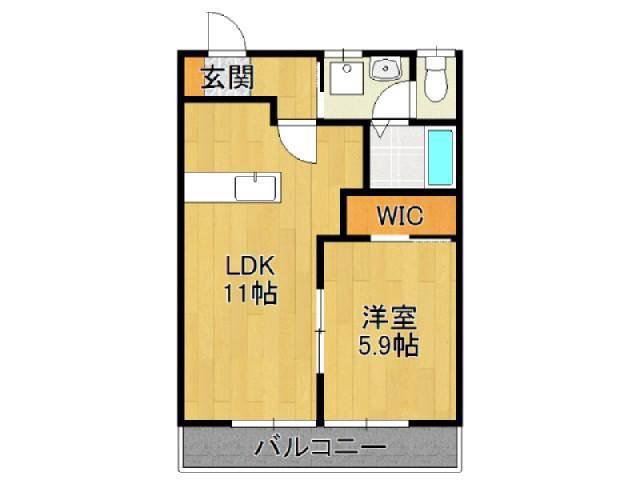 シャーメゾン蒲船津(1LDK/2階)の間取り写真