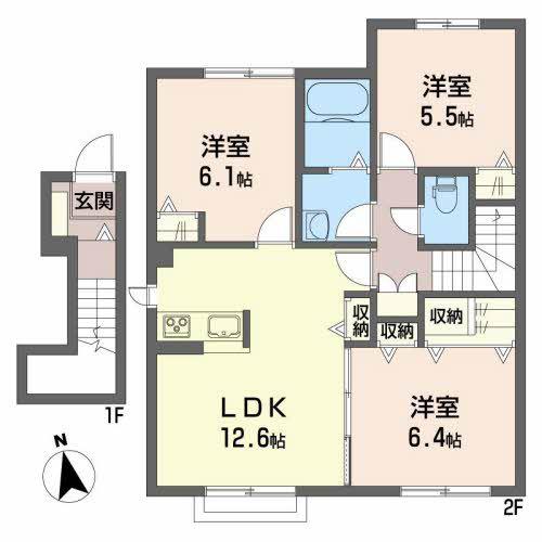 シャーメゾンペットランドC(3LDK/2階)の間取り写真