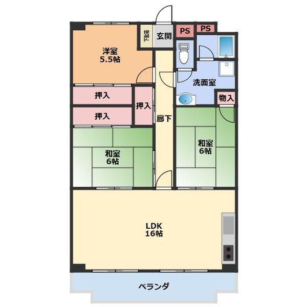 OS・SKYフレックス藤が丘(3LDK/6階)の間取り写真