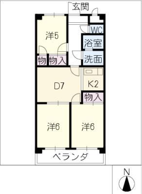 ANNEX M I(3DK/4階)の間取り写真