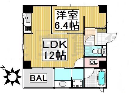 パークホームズ覚王山 イースト(1SLDK/2階)の間取り写真