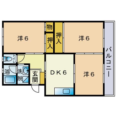 ロイヤルコーポ神田(3DK/1階)の間取り写真