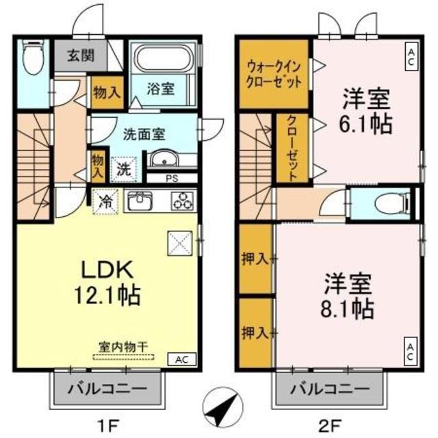 メゾン四日町(2LDK/1階)の間取り写真