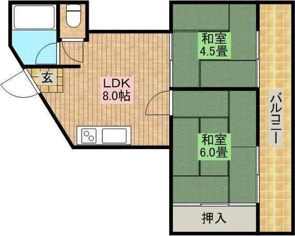 泉マンション(2DK/3階)の間取り写真