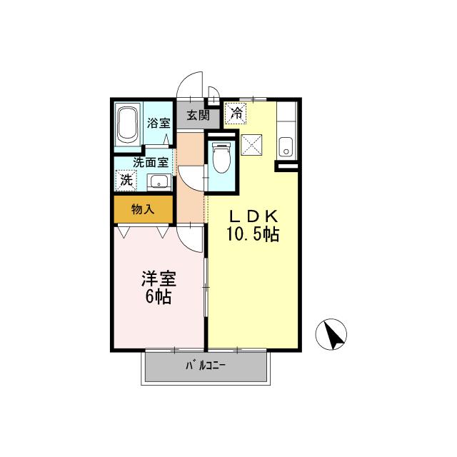D-ROOM サンハイムYAKATA(1LDK/2階)の間取り写真