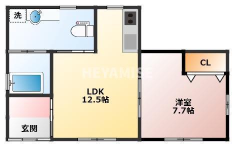 コーポひまわり(1LDK/1階)の間取り写真