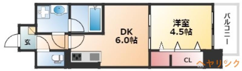 グランメゾン黒川(1DK/9階)の間取り写真
