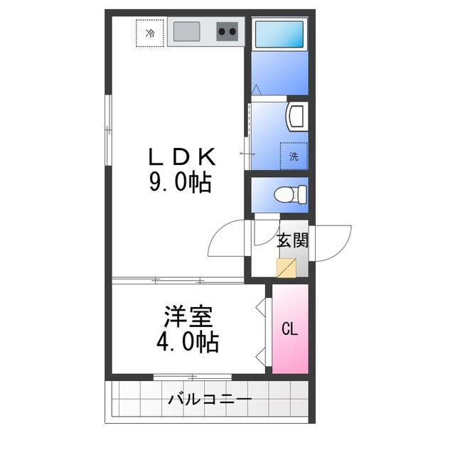TIO泉佐野II(1LDK/1階)の間取り写真