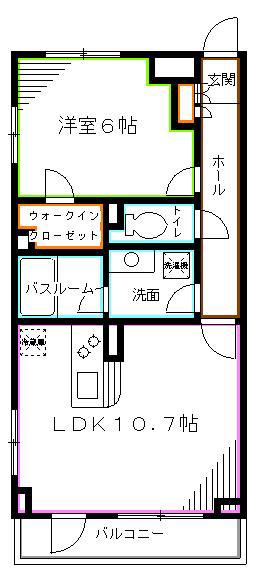 プラムガーデン関根(1LDK/2階)の間取り写真