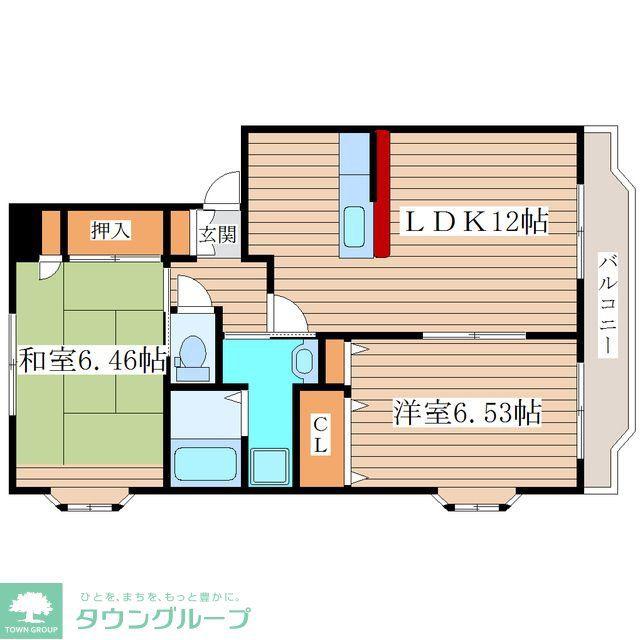 レジュウィールF棟(2LDK/2階)の間取り写真