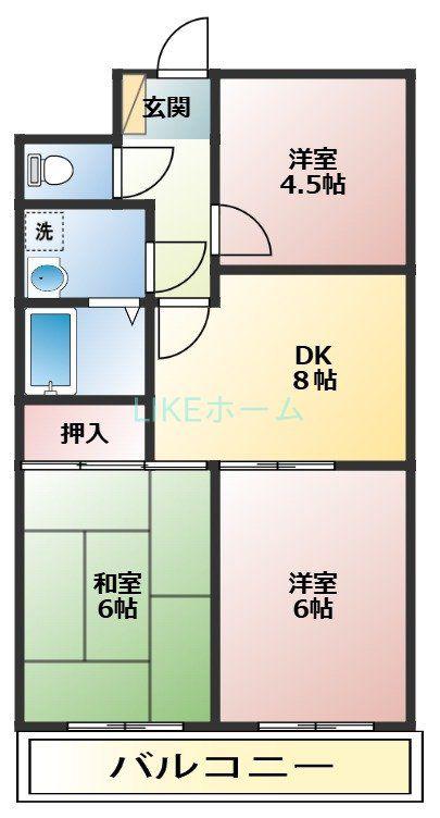 サンヒルズII(3DK/3階)の間取り写真
