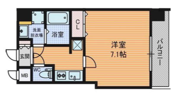 W-STYLE大阪谷町(1K/4階)の間取り写真
