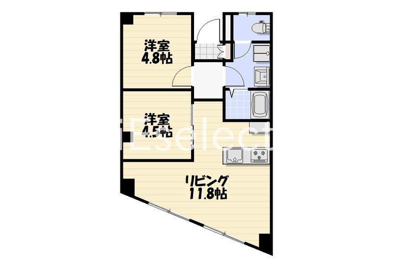 アンリベールI(2LDK/4階)の間取り写真