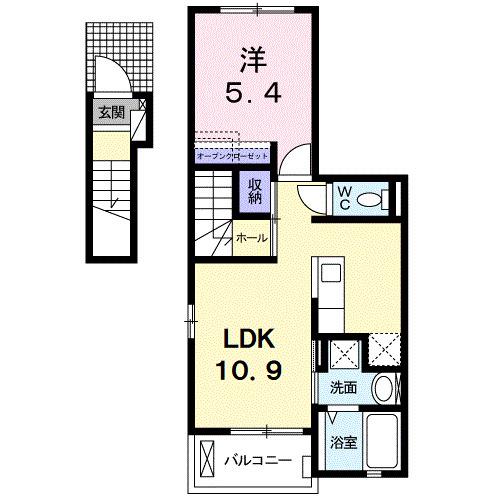 フレーズ東山(1LDK/2階)の間取り写真