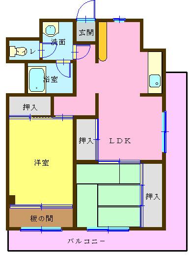 前田コーポラス(2LDK/7階)の間取り写真