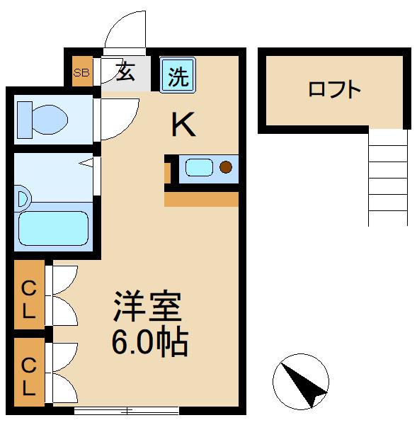オリバーハウスII(1K/2階)の間取り写真