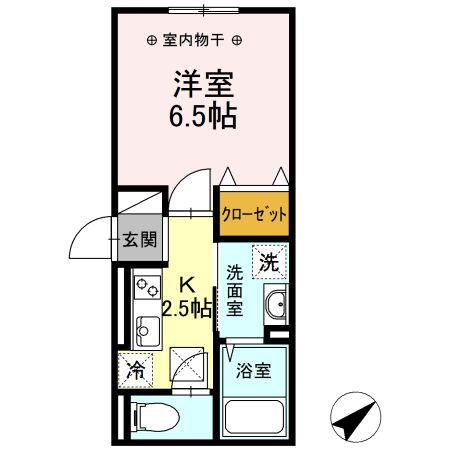 クレール藤沢II(1K/1階)の間取り写真