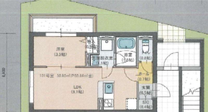プロスタイルウェルス下井草(1LDK/1階)の間取り写真