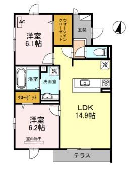AVENIR(2LDK/1階)の間取り写真
