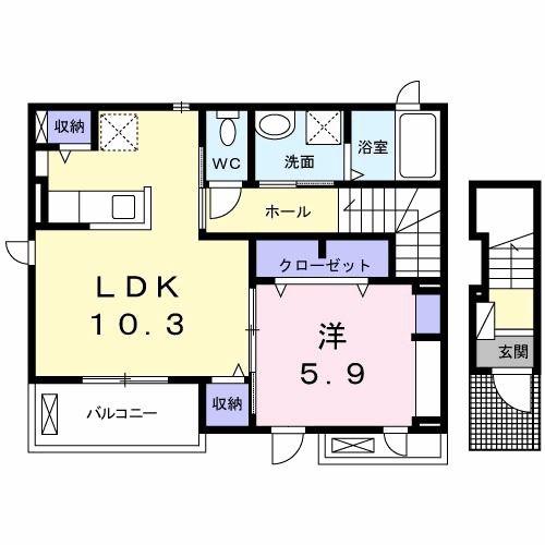 ベールブリーズ II(1LDK/2階)の間取り写真