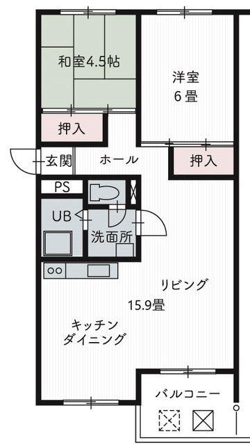 芦屋浜高層1号棟(2LDK/15階)の間取り写真