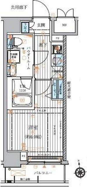 メインステージ元住吉(1K/3階)の間取り写真