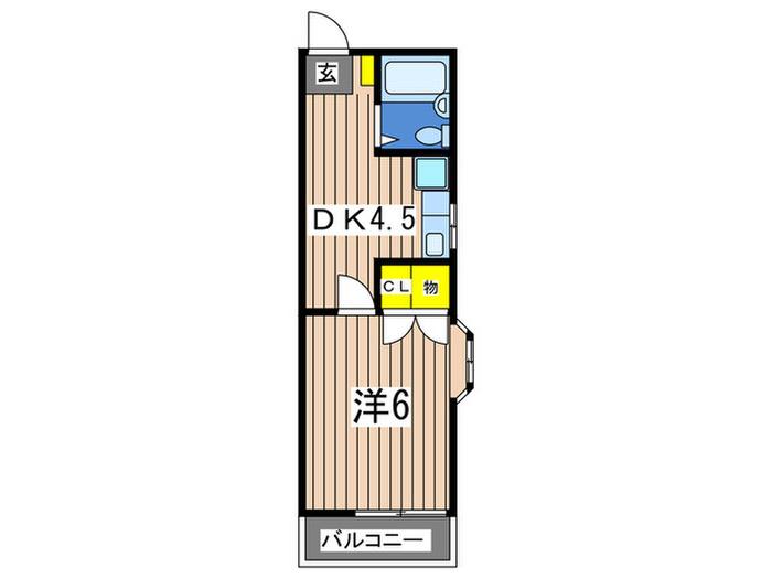 シャトー今井(1DK/2階)の間取り写真