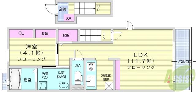 メルベーユ(1LDK/2階)の間取り写真