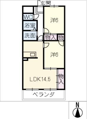ドルチェ富貴ノ台 N棟(2LDK/3階)の間取り写真