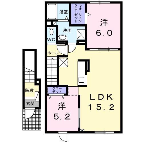 メゾン五稜郭 2番館(2LDK/2階)の間取り写真