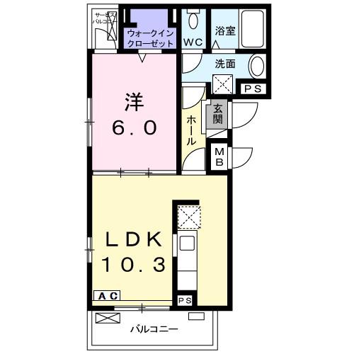 ラ ベレッツァ(1LDK/2階)の間取り写真