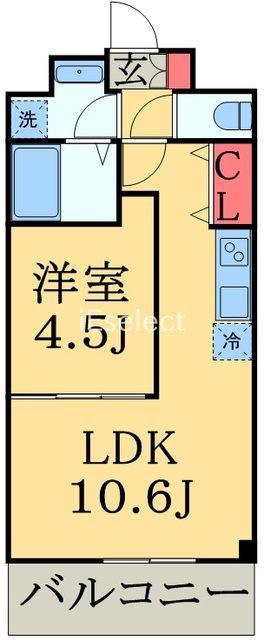 RE-LOR新千葉(1LDK/4階)の間取り写真