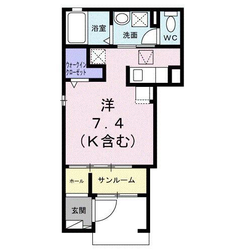 クレアII(ワンルーム/1階)の間取り写真