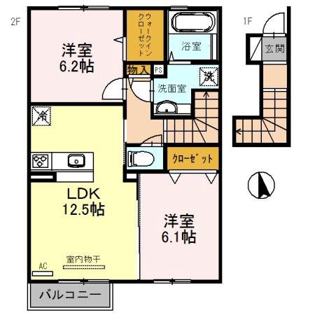 メゾン・マグノリア(2LDK/2階)の間取り写真