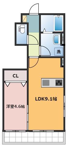 グランK(1LDK/1階)の間取り写真