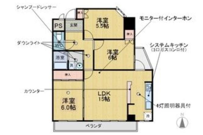 ヒルハイツ浅井(3LDK/3階)の間取り写真
