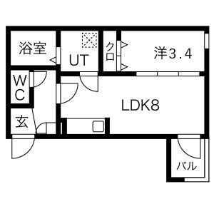 メイクスR道徳公園II(1LDK/2階)の間取り写真