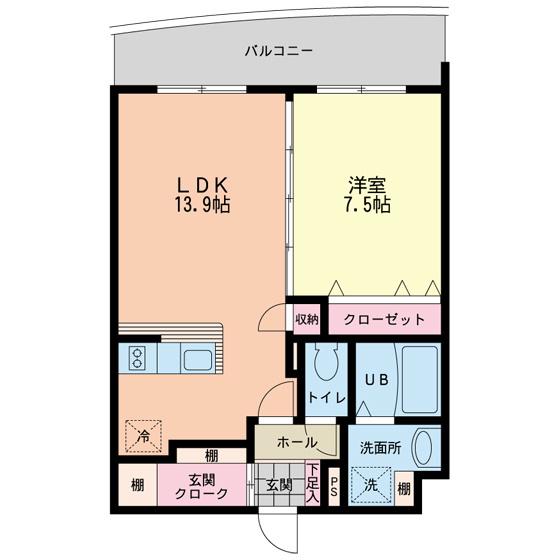 エムズガーデン(1LDK/1階)の間取り写真
