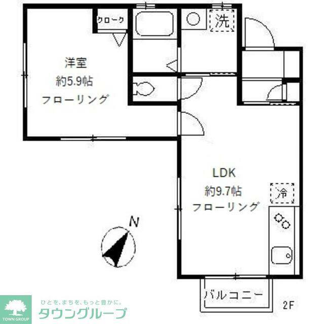ヴィヴレゆうき(1LDK/2階)の間取り写真