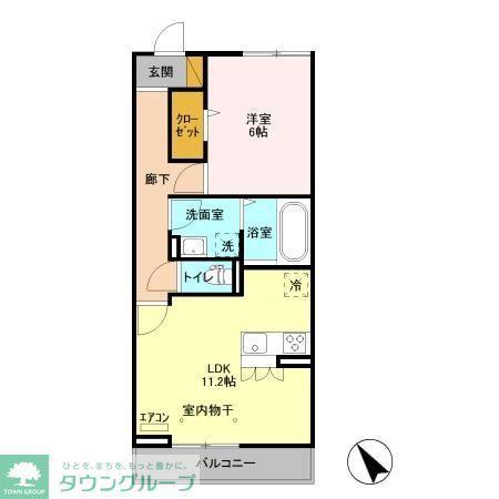 エスポワールアズール(1LDK/3階)の間取り写真