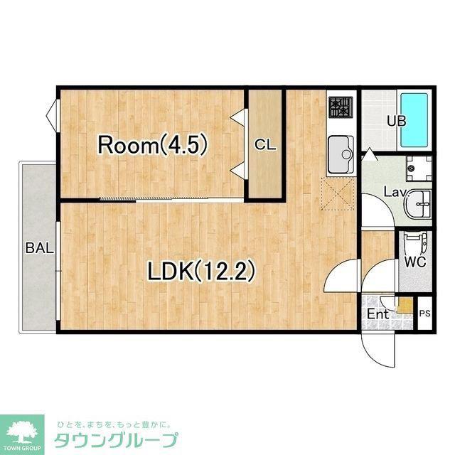 ジーメゾン川越的場アロー(1LDK/2階)の間取り写真