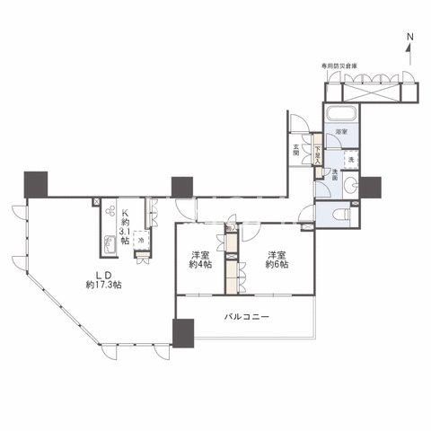 ブランズタワー大阪本町(2LDK/28階)の間取り写真