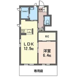 ヴァンヴェールB(1LDK/1階)の間取り写真