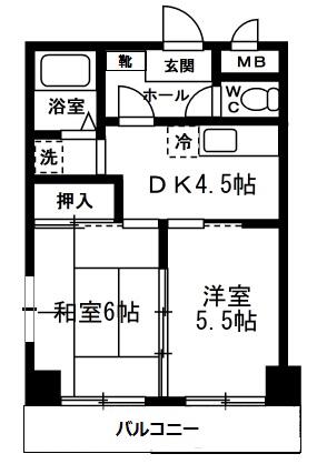 オークハイム(2DK/3階)の間取り写真