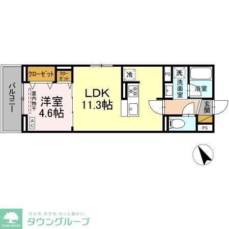 ディーラヴェニュー(1LDK/3階)の間取り写真