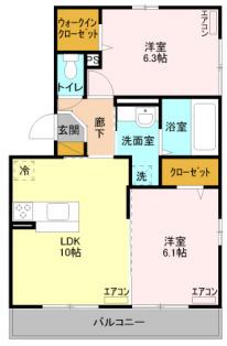 アルコ・イーリス B(2LDK/1階)の間取り写真